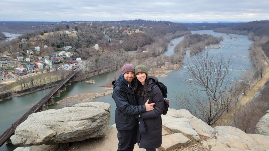 View of my husband and I from the Maryland Heights trail