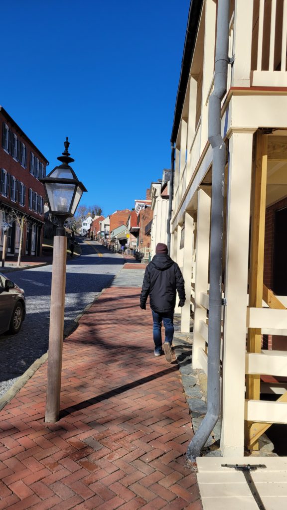 Walking up High street in Harper's Ferry